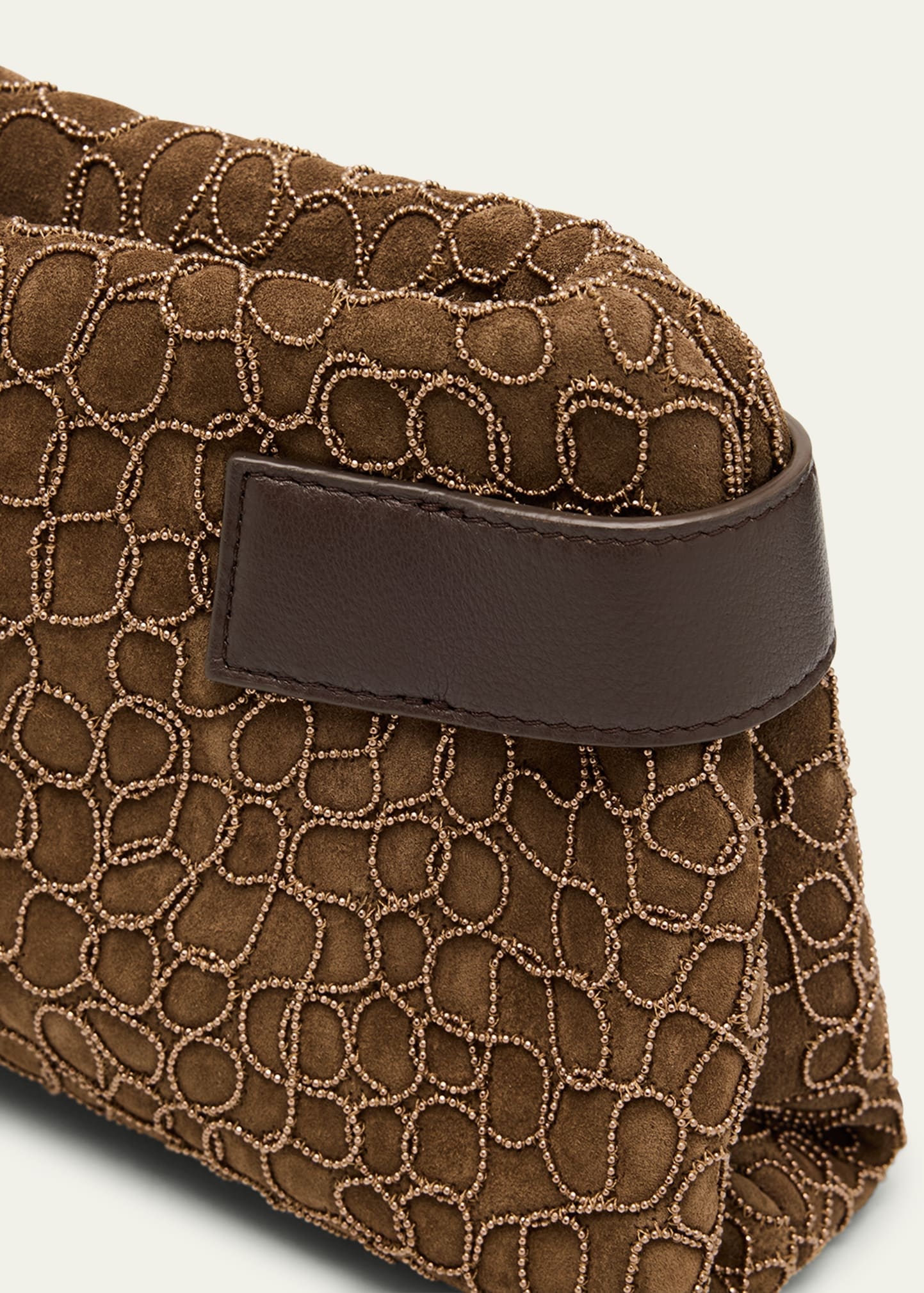 Essense Bead-Embroidered Suede Clutch Bag - 5