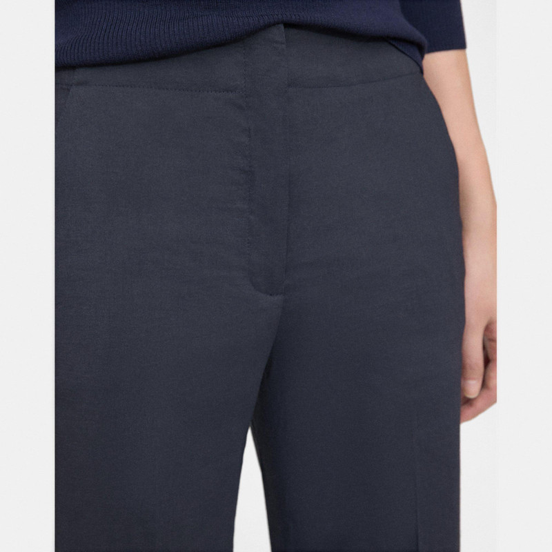 Theory Wide Crop Pant in Stretch Linen outlook