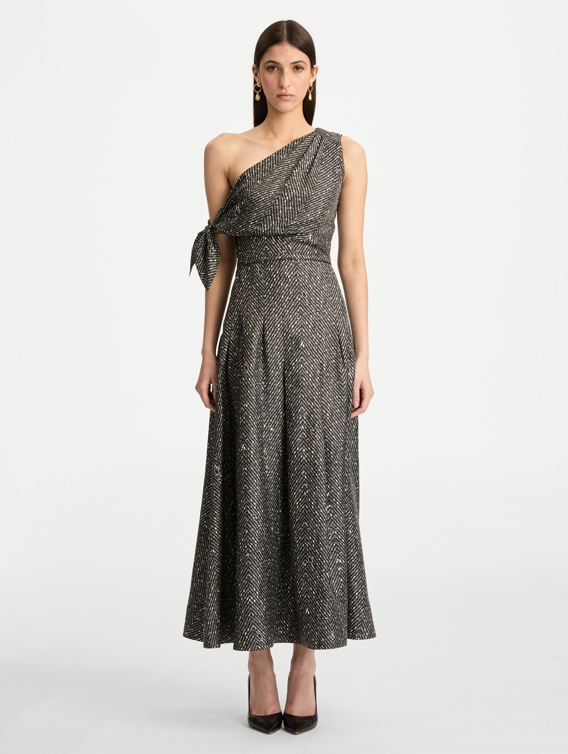 CHEVRON SILK TWILL DRESS - 2