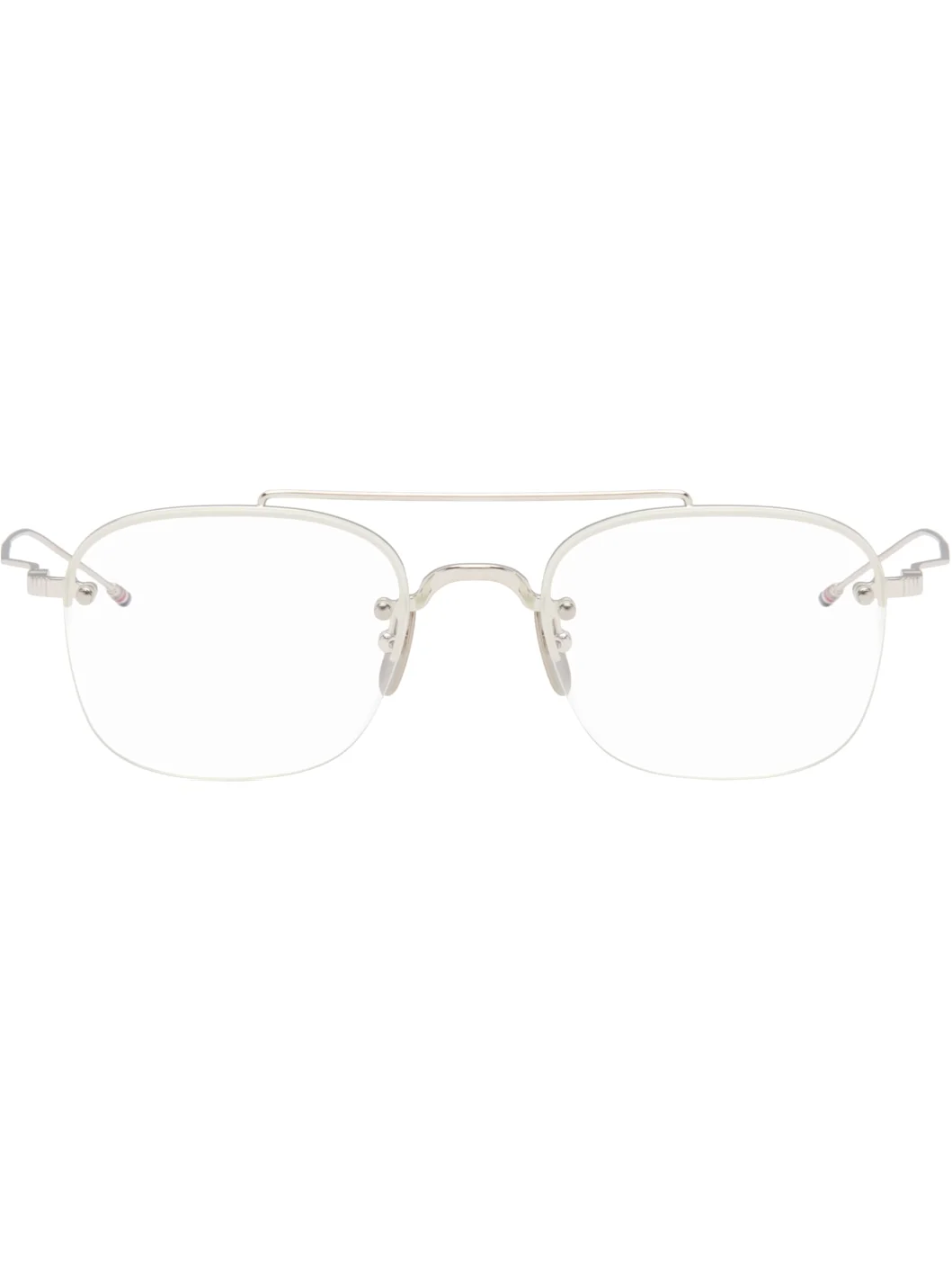 Silver Titanium Semi-Rimless Pilot Glasses - 1