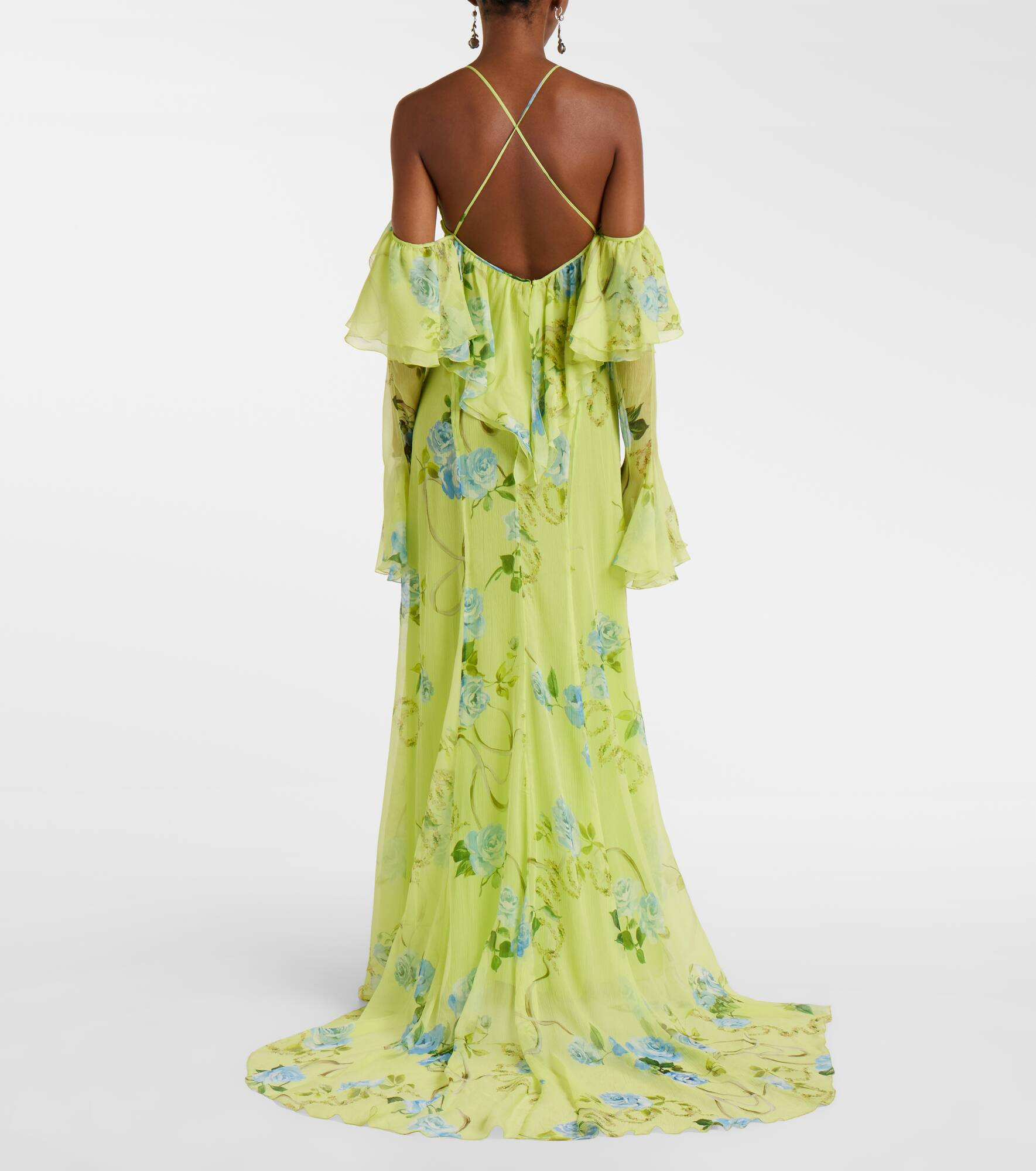 Floral silk crêpe gown - 3