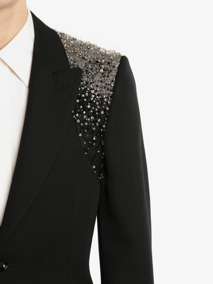 Embellished Harness Jacket in Black - 6