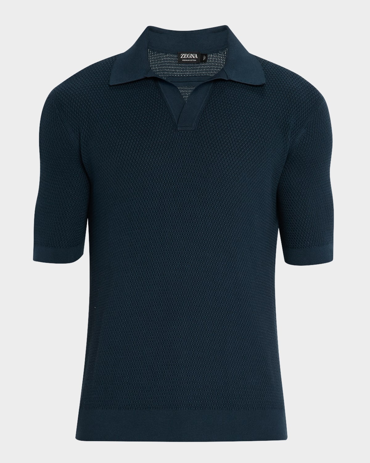 Men's Cotton Textured Johnny-Collar Polo Sweater - 1