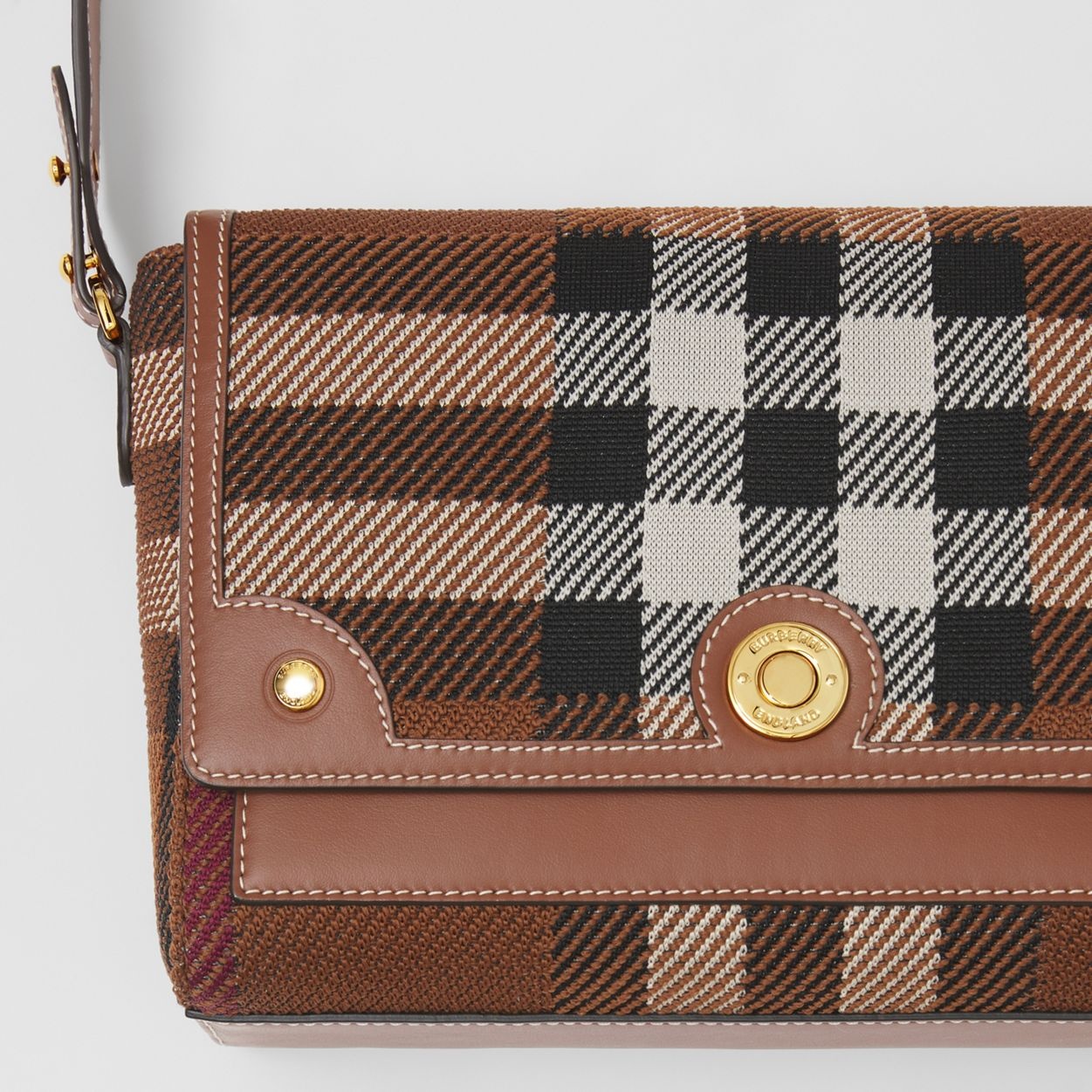 Knitted Check and Leather Note Crossbody Bag - 2