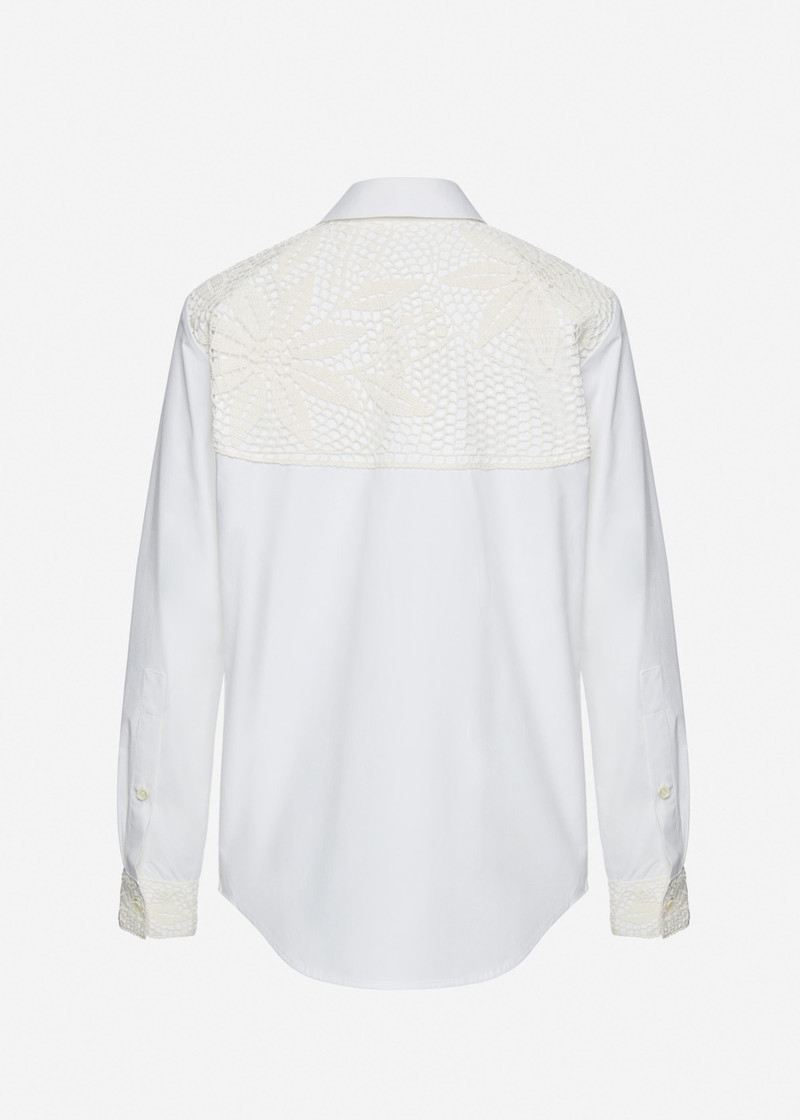 Classic shirt with crochet detailing in white 2