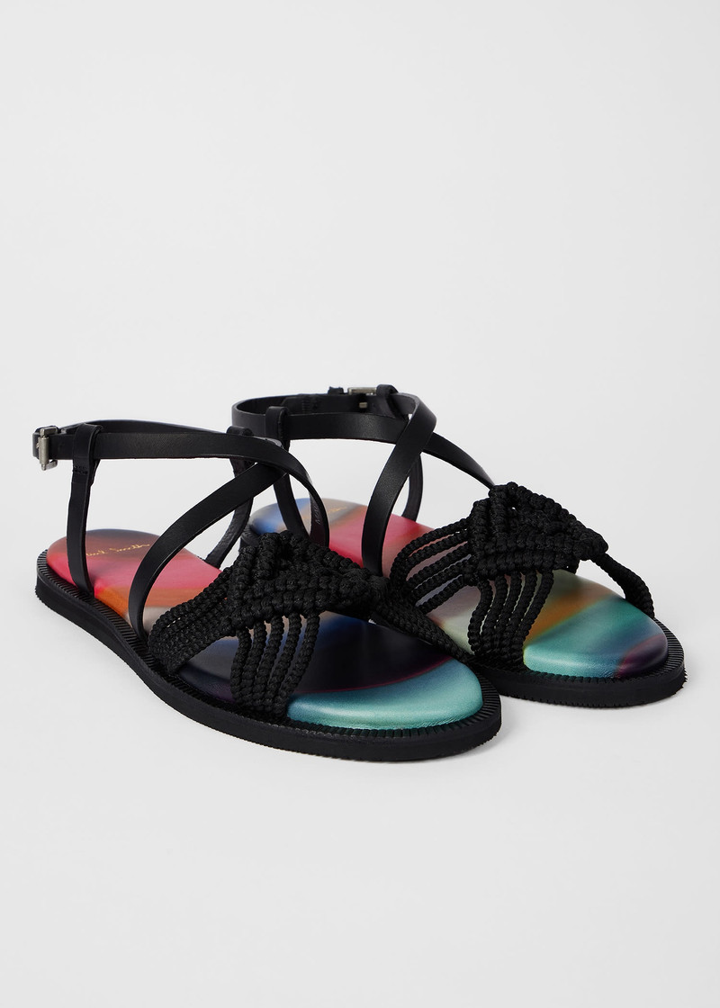 Paul Smith Black 'Nishio' Crochet Sandals outlook