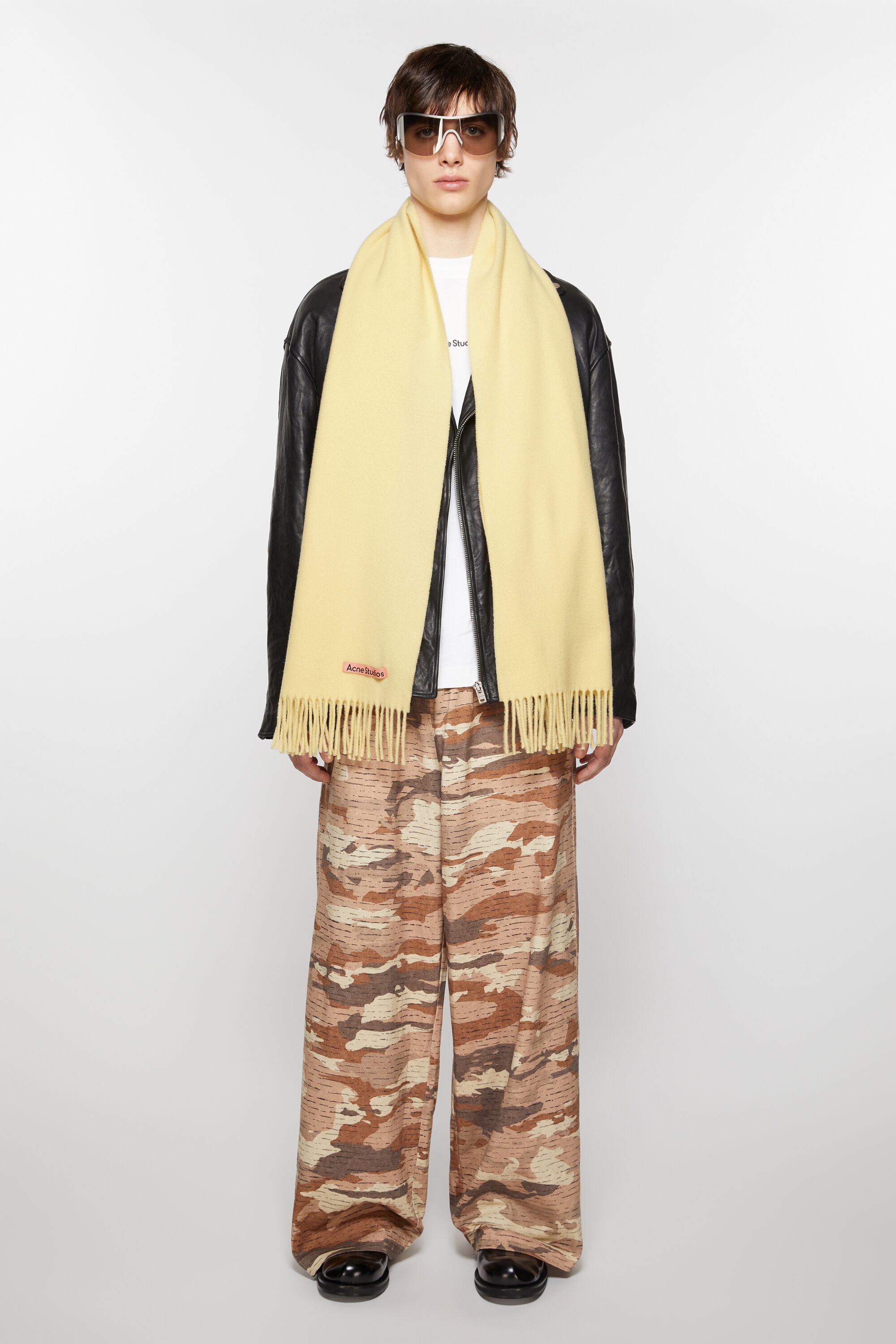 Fringe wool scarf - Narrow - Vanilla yellow - 3