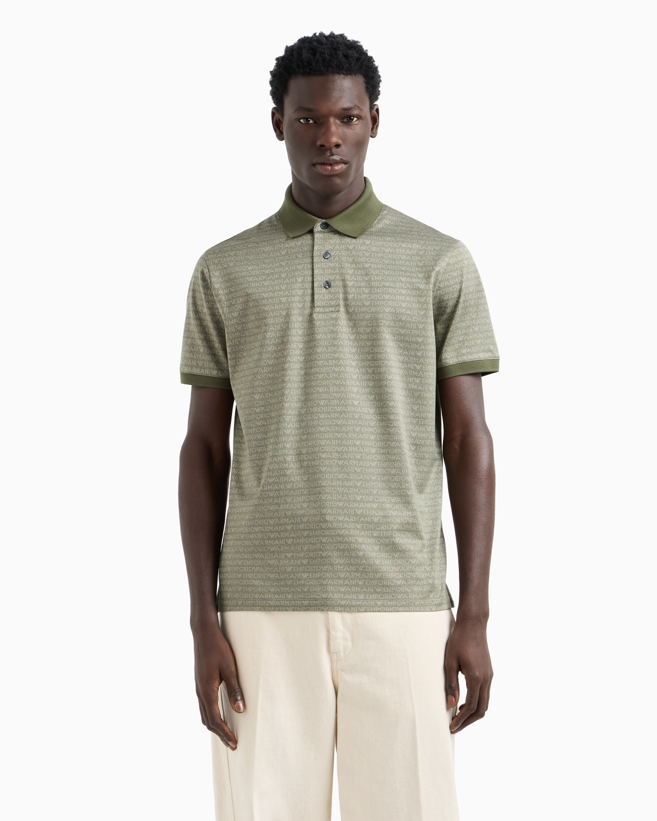 JERSEY POLO SHIRT WITH ALL-OVER JACQUARD LETTERING - 4
