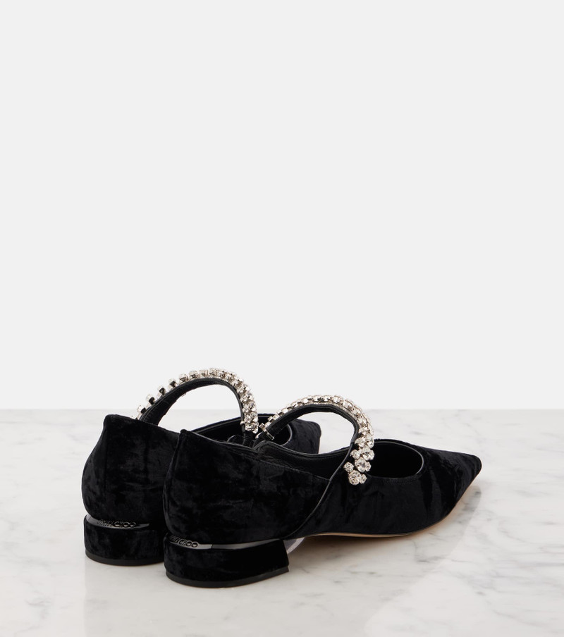 JIMMY CHOO Bing embellished velvet ballet flats outlook