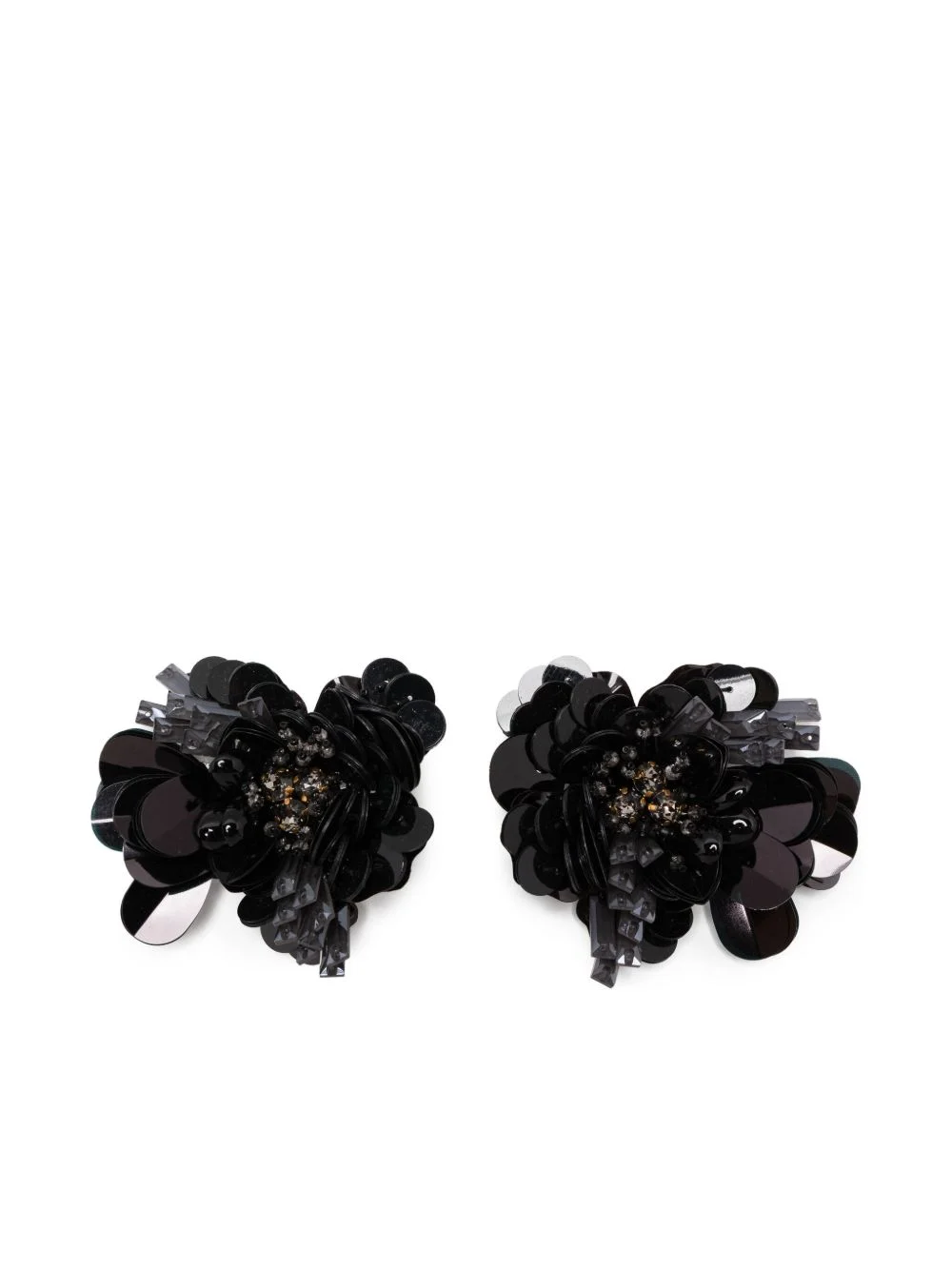 sequined floral-motif earrings - 1