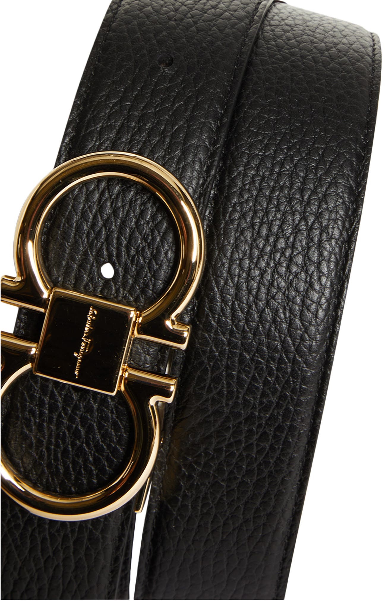 Reversible Double Gancini Leather Belt - 3