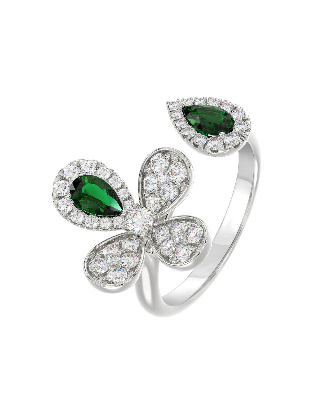 FLORAL WHITE GOLD RING - 3
