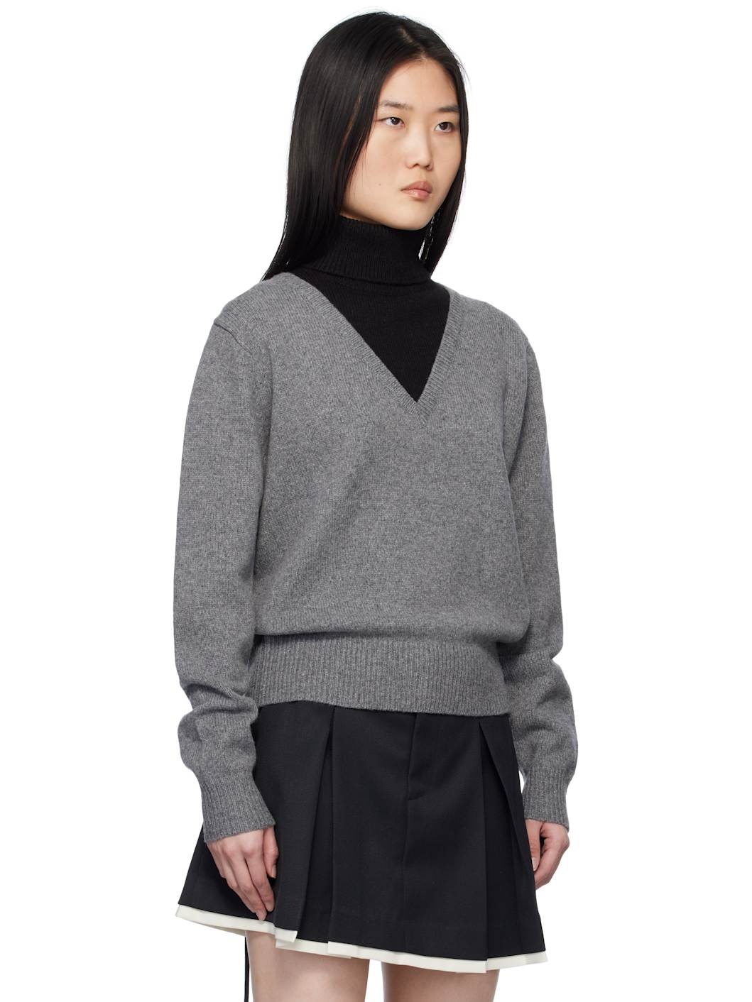 Gray & Black Bamboo Turtleneck - 2