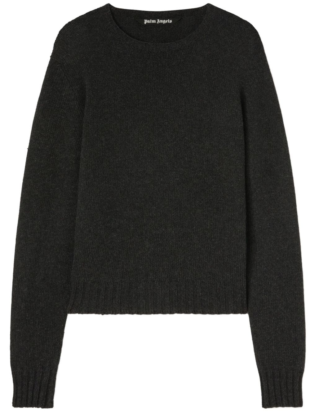 curved-logo wool sweater - 1