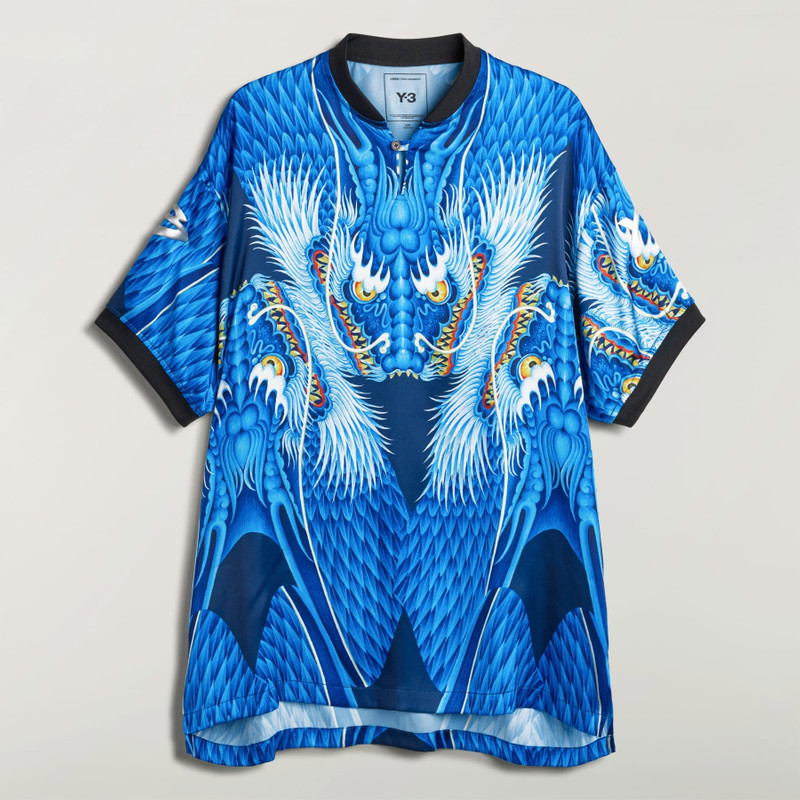 Y-3 BLUE SATIN GRAPHIC JERSEY 1
