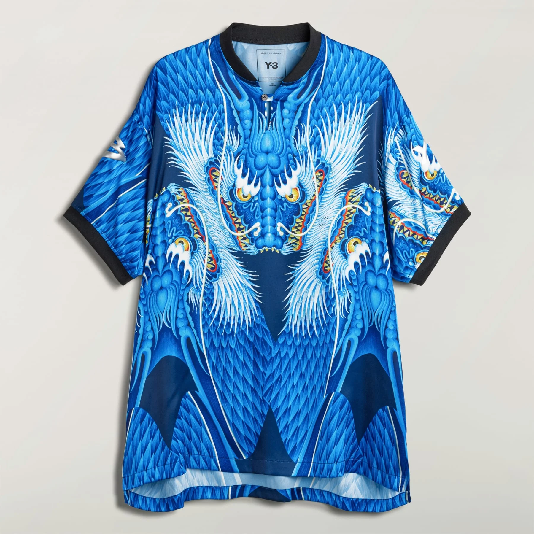 Y-3 BLUE SATIN GRAPHIC JERSEY - 1