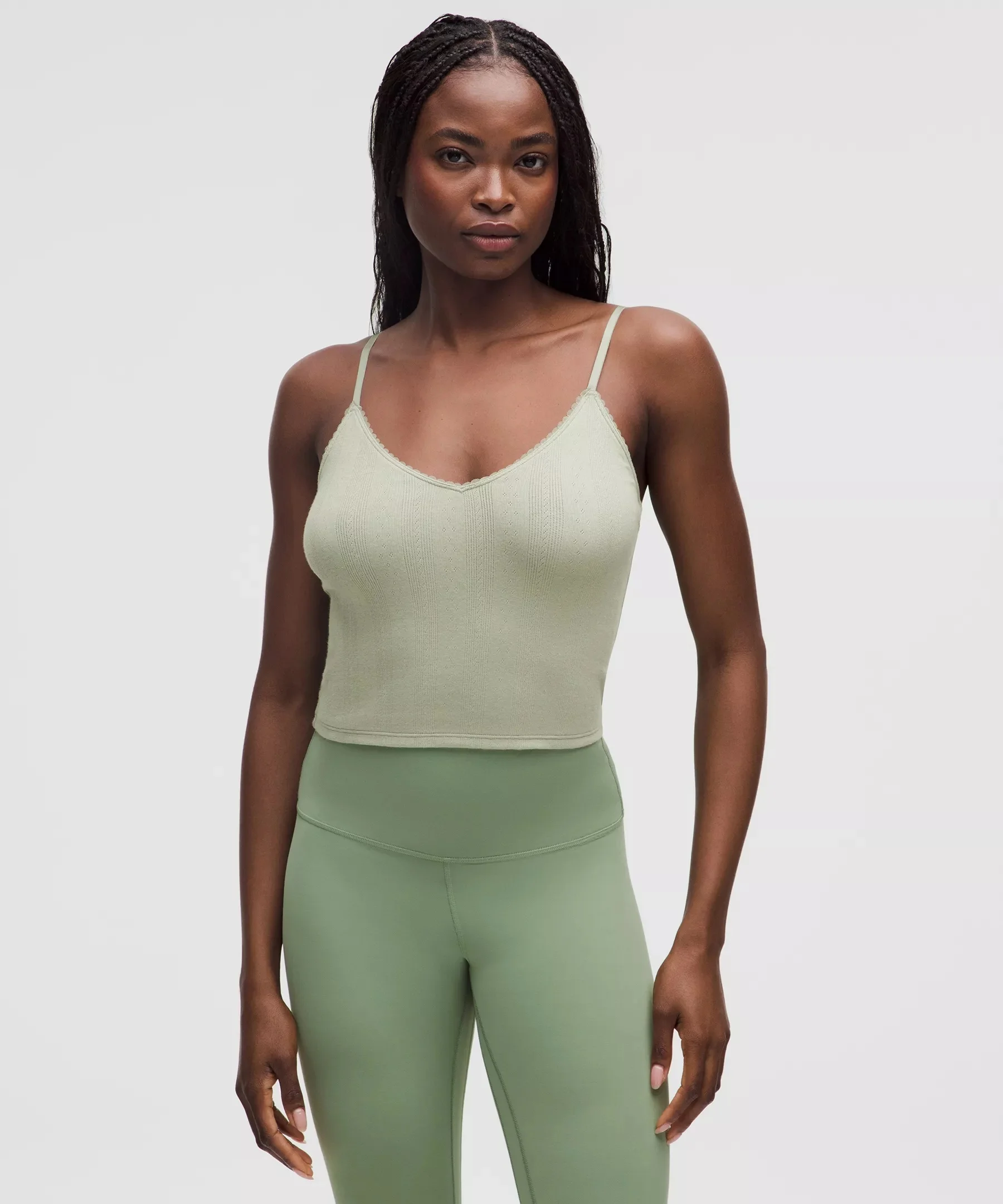 Cotton Pointelle Cropped Cami Tank Top - 1