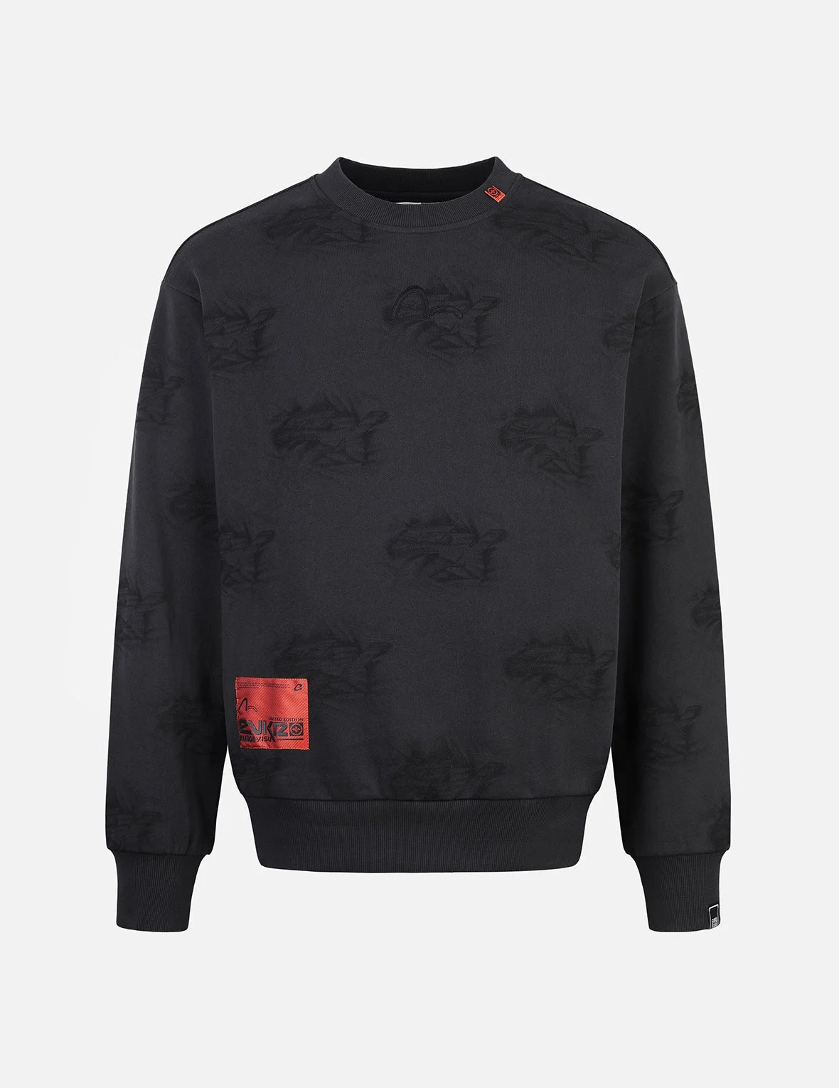 Allover Crinkle Logo Print Regular Fit Sweatshirt - 1