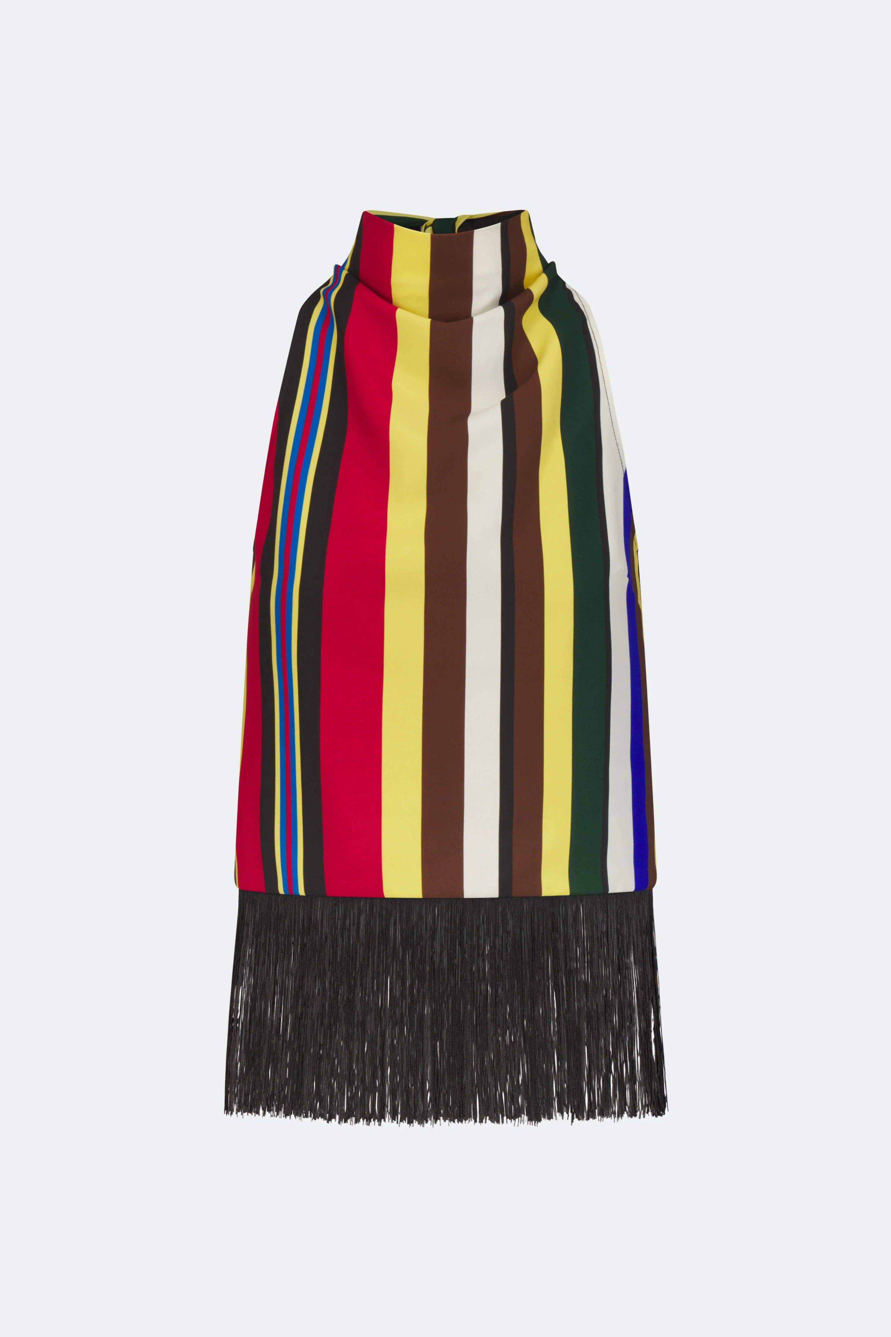 Tia Crepe Fringe Top In Primary Stripe - 1