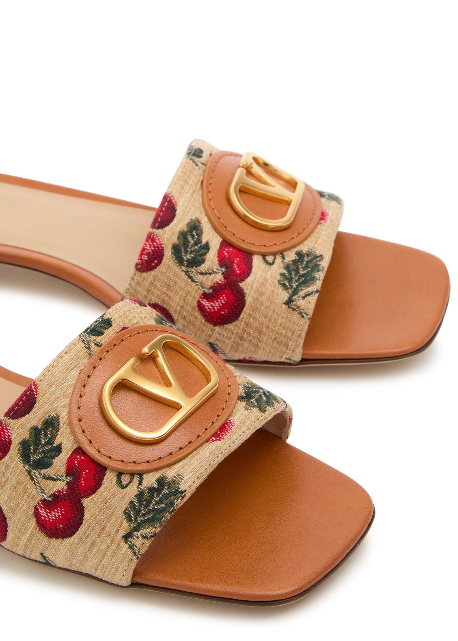 Valentino Jacquard Raffia Sliders - 3