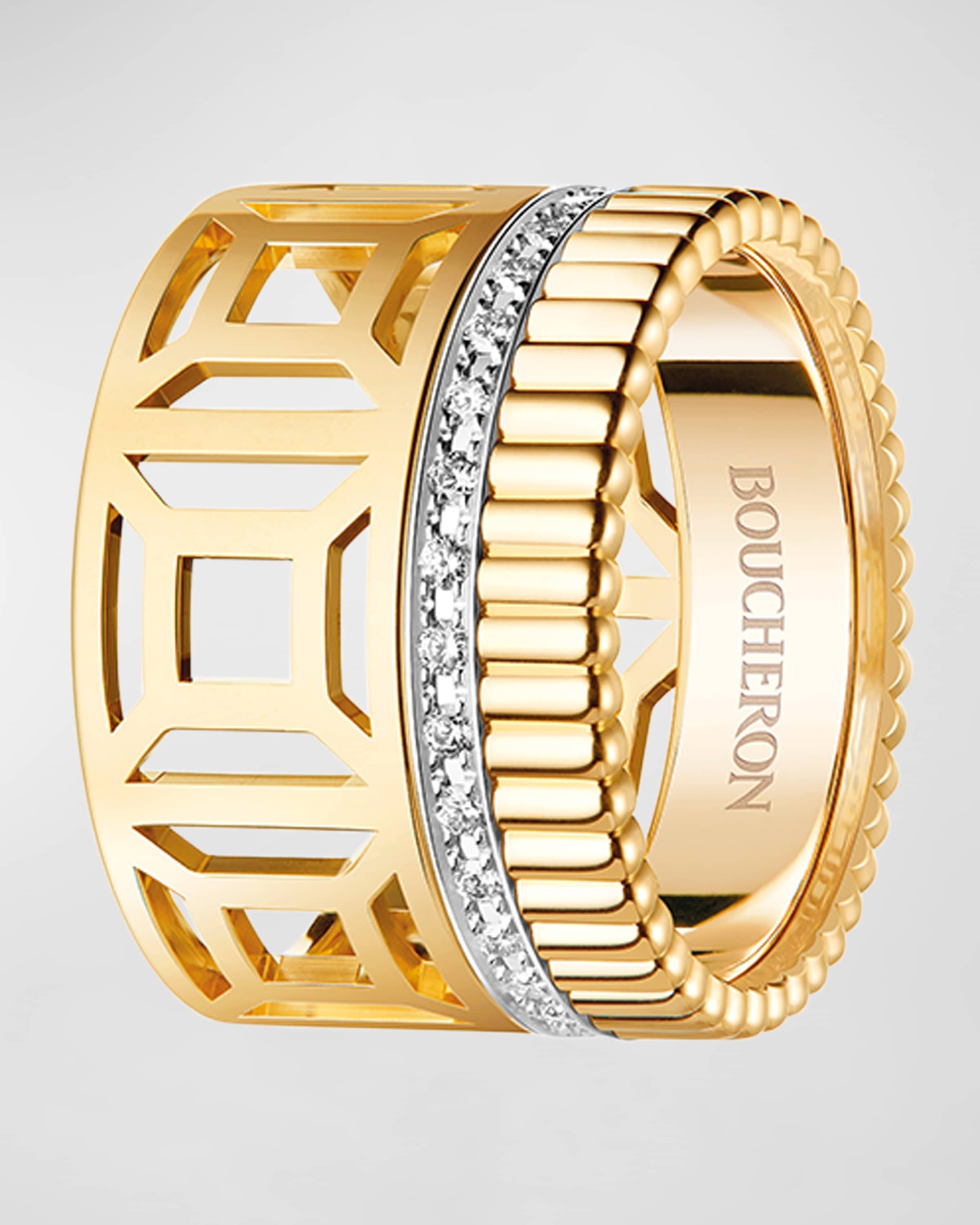 Quatre Radiant Openwork Ring with Diamonds, Size 56 - 3