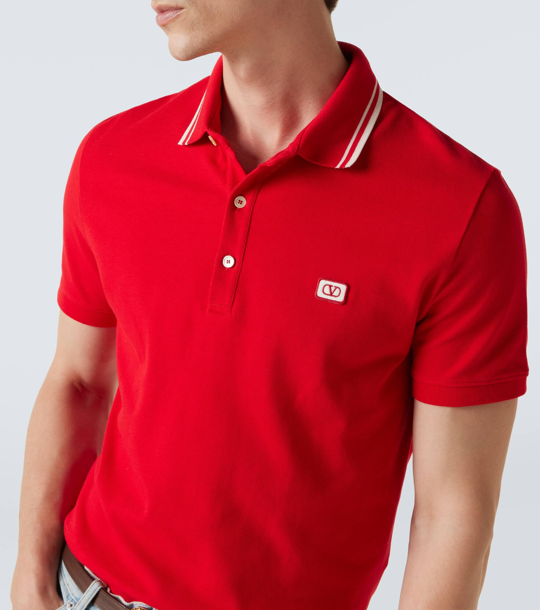 VLogo cotton piqué polo shirt - 5
