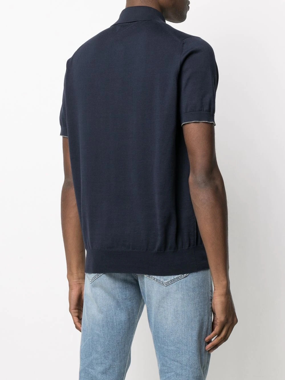 fine knit short-sleeved polo shirt - 4