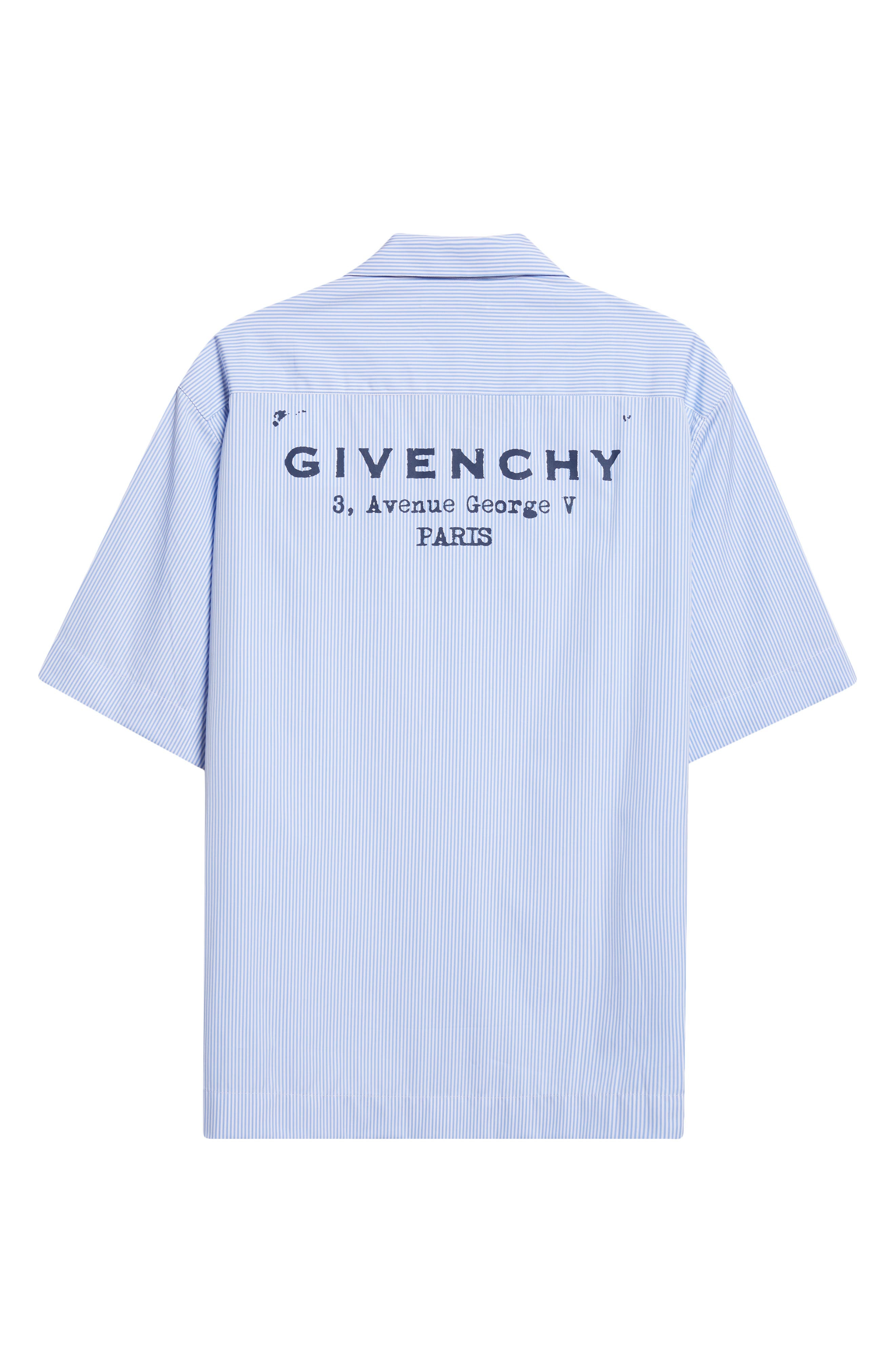 Givenchy Stamp Print Camp Shirt in White/Light Blue at Nordstrom - 8