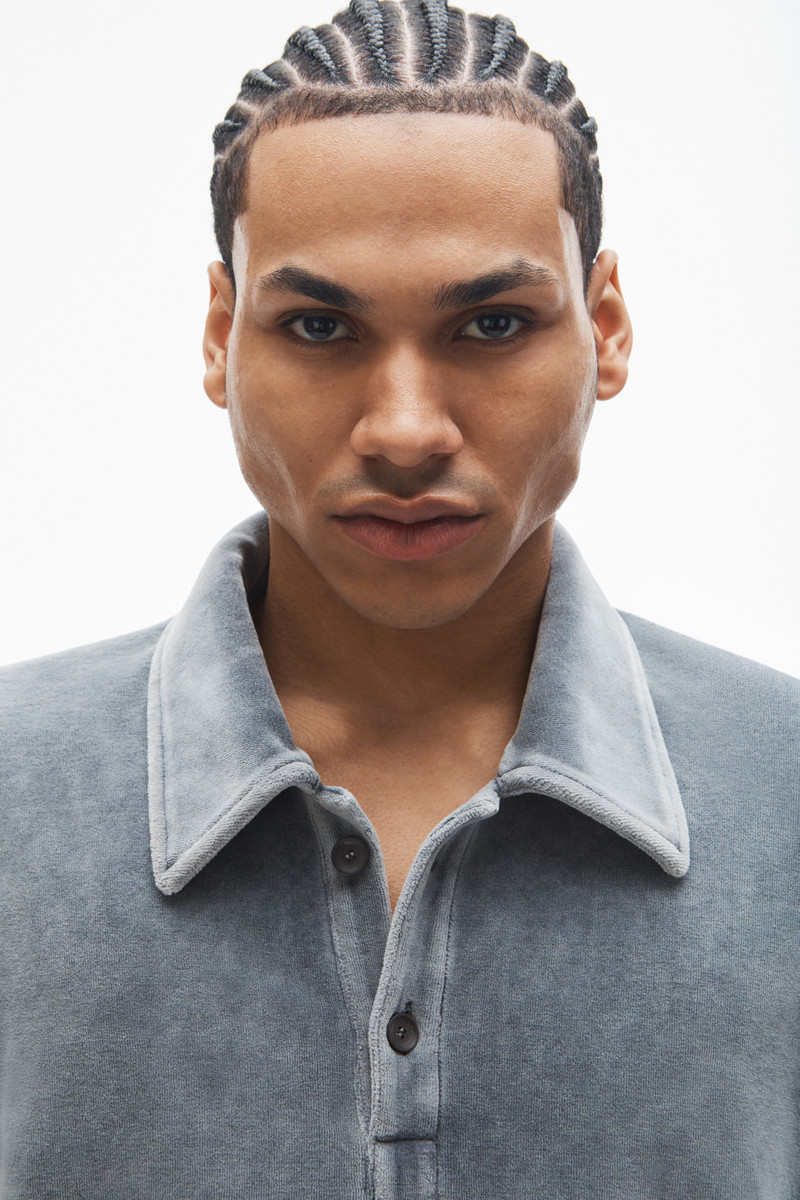 articulated polo shirt in velour with embossed logo 5