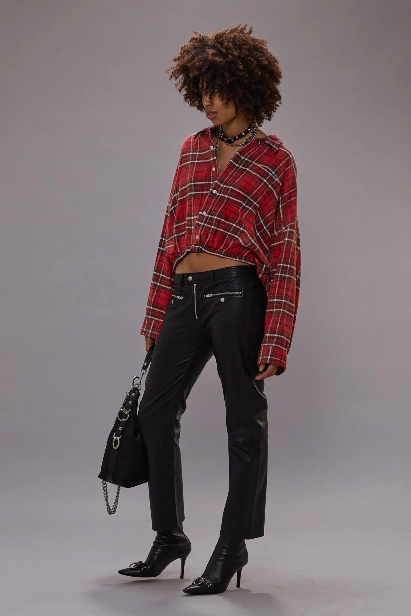 CROSSOVER BUBBLE SHIRT - WASHED RED PLAID - 1