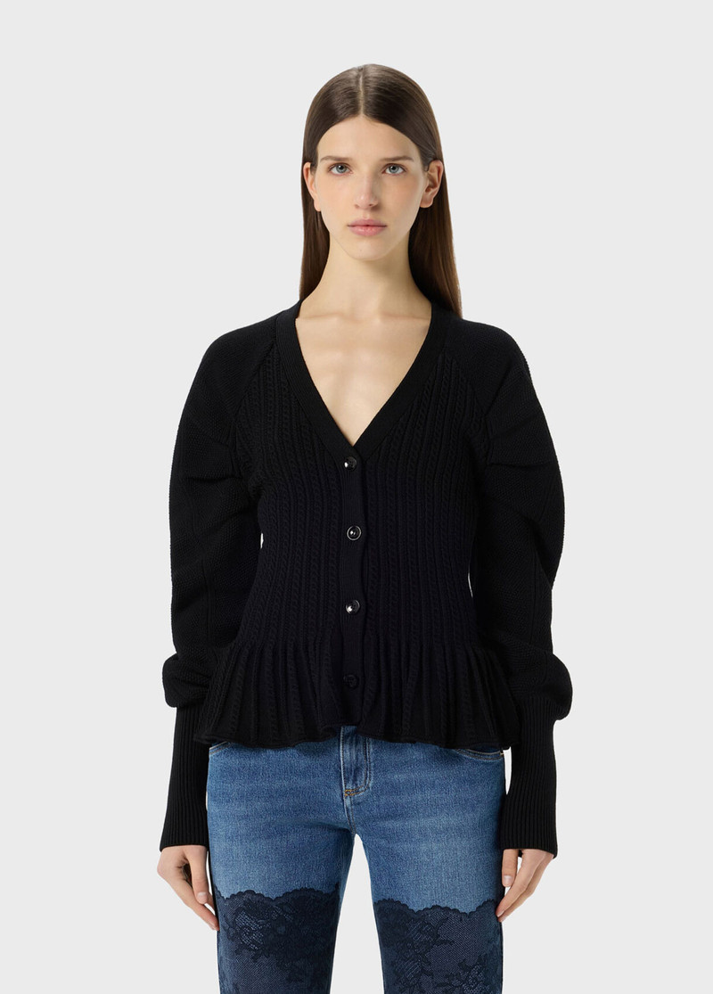 KNIT CARDIGAN WITH FLOUNCED DETAILING - 1