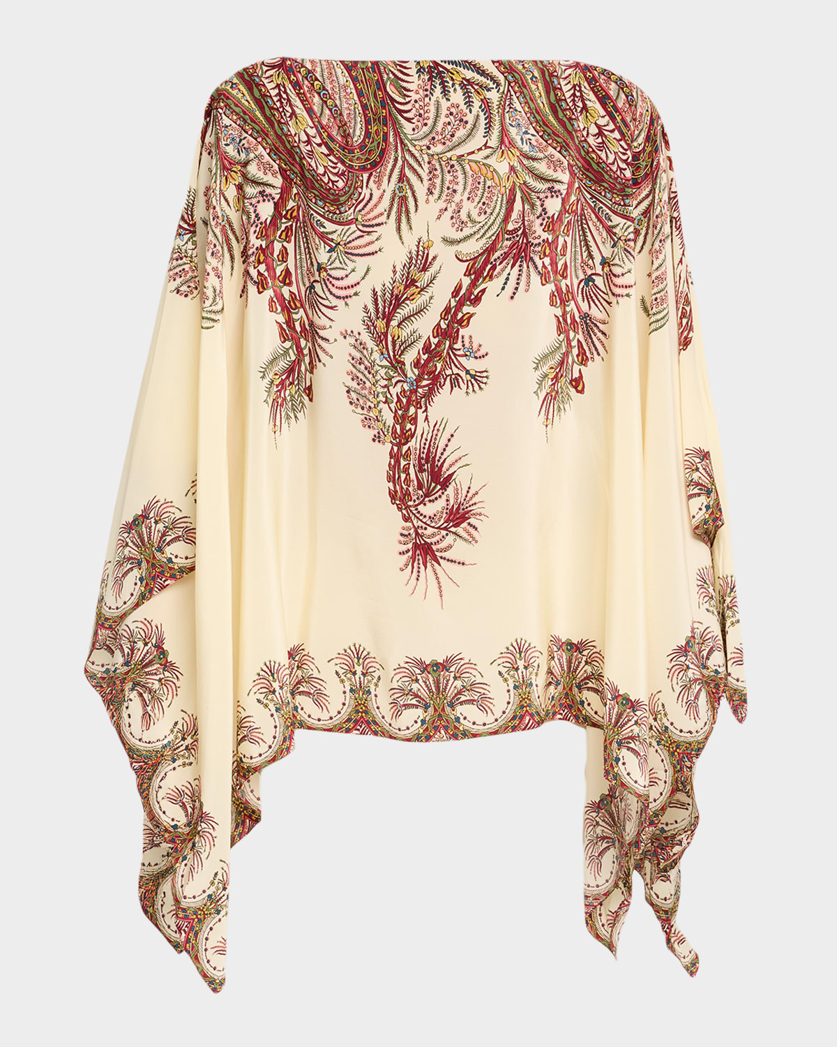 Printed Silk Poncho - 1