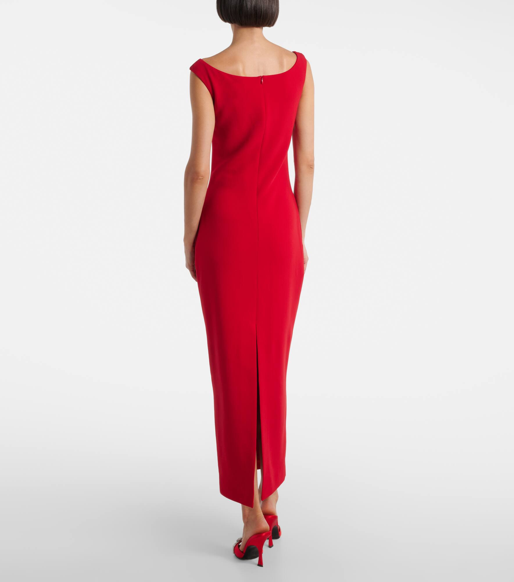 Floral-appliqué wool-blend gown - 3