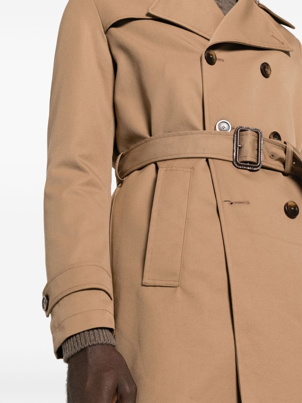 notched-lapels double-breasted trench coat - 5