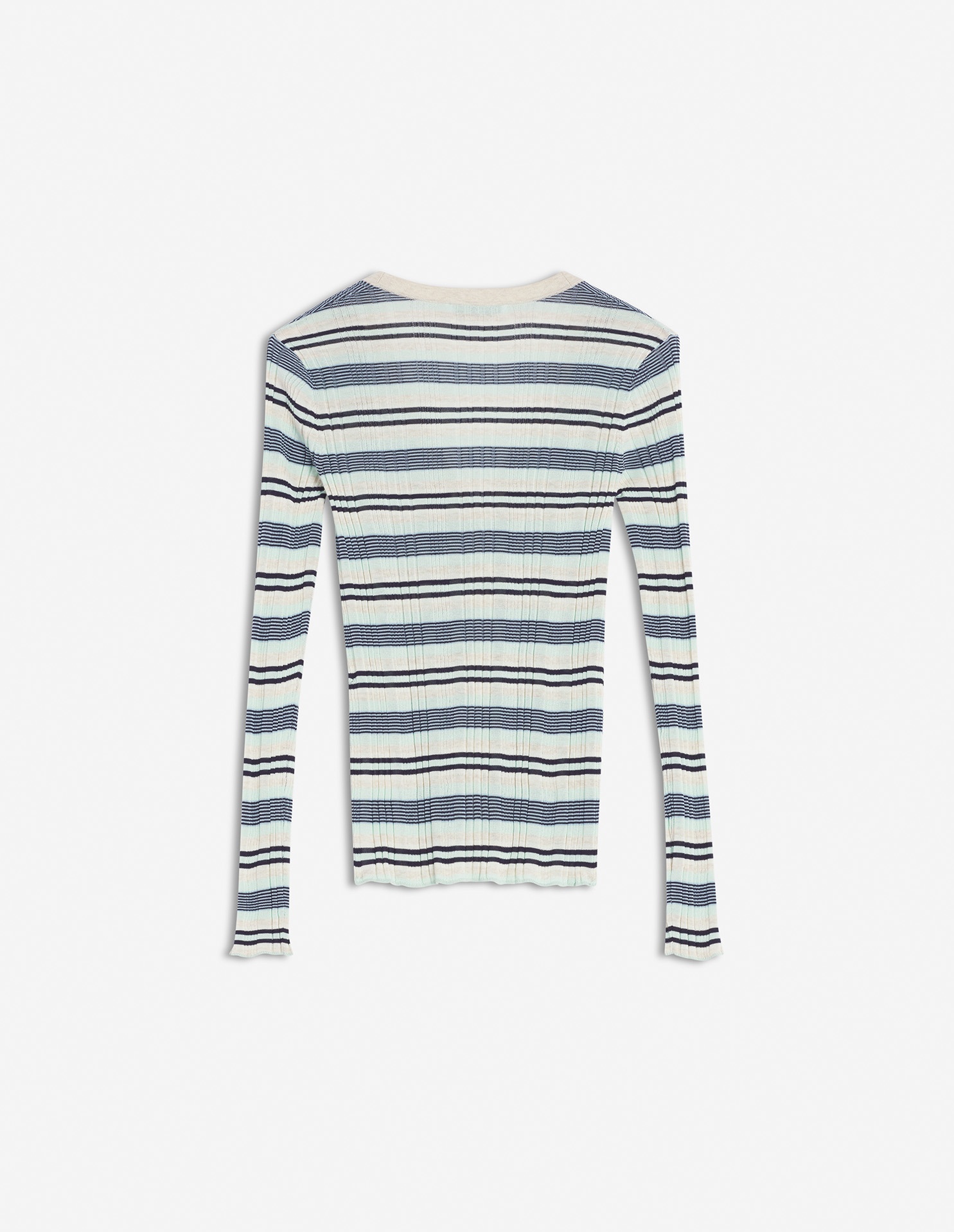FINE RIB STRIPED CARDIGAN - 6