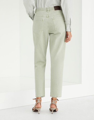 Brunello Cucinelli Stretch dyed denim straight trousers with shiny bartack outlook