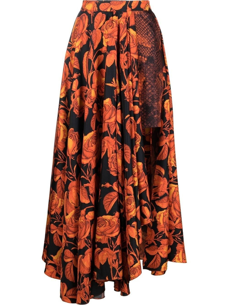 mix-print silk skirt 1