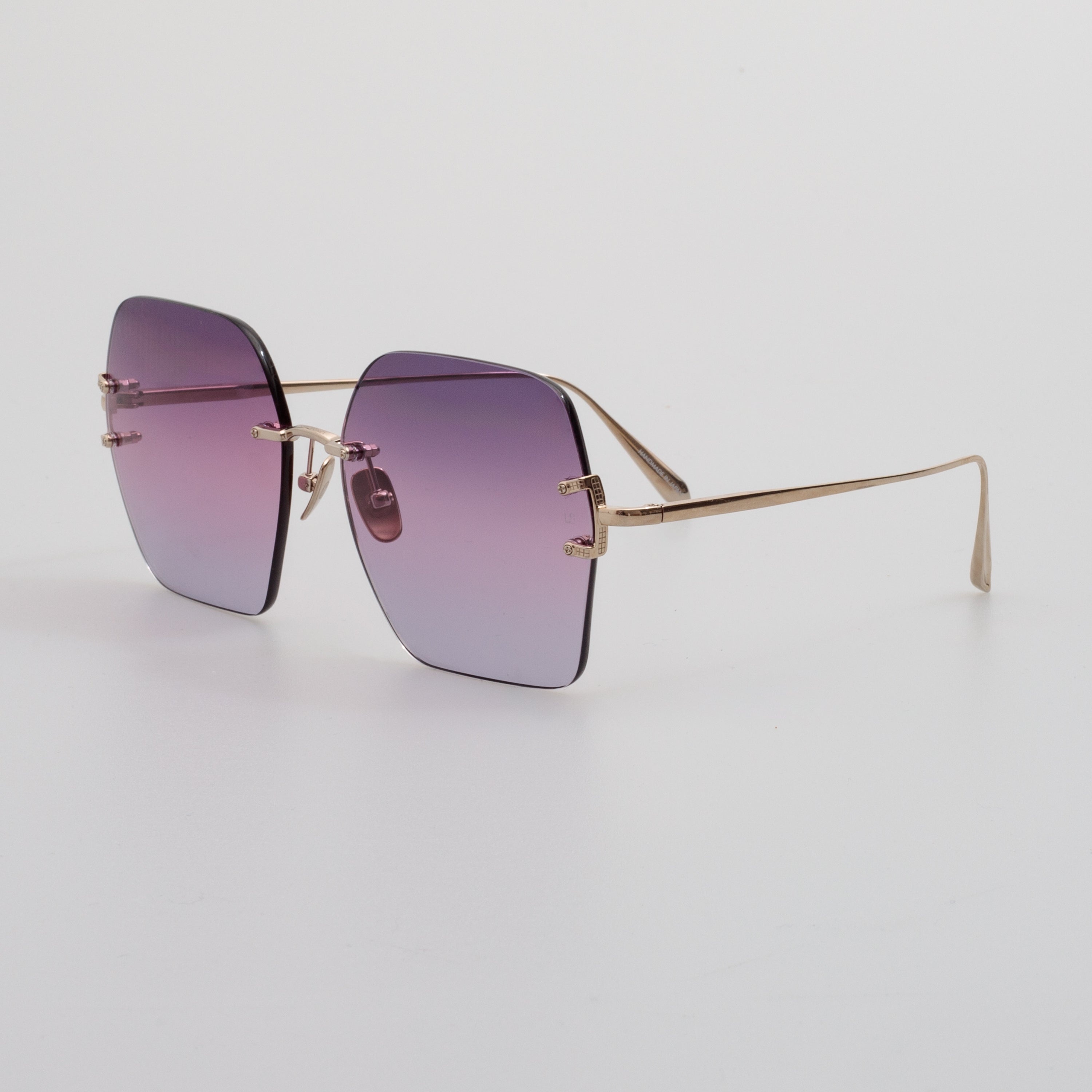Carina Oversized Sunglasses in Light Gold and Purple - 3
