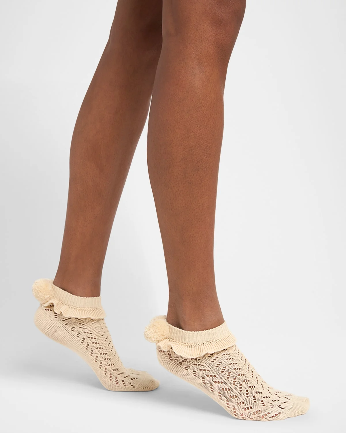 Calze Ruffle Pompom Pointelle Ankle Socks - 1
