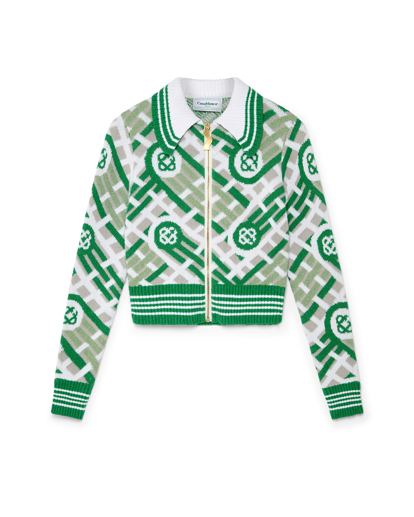 Ping Pong Monogram Knitted Zip-up Jacket - 1