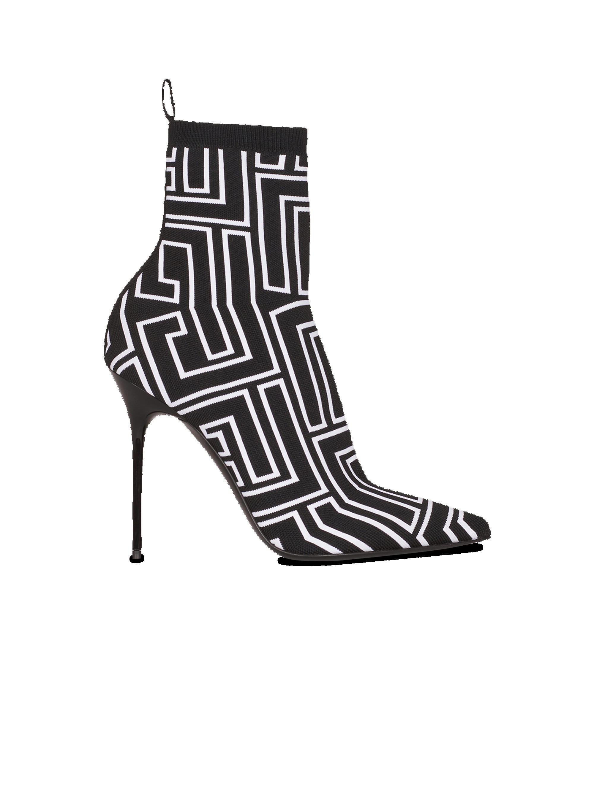 Bicolor stretch knit Skye ankle boots with Balmain monogram - 1