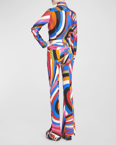 EMILIO PUCCI Mid-Rise Abstract-Print Straight-Leg Slit-Hem Trousers outlook