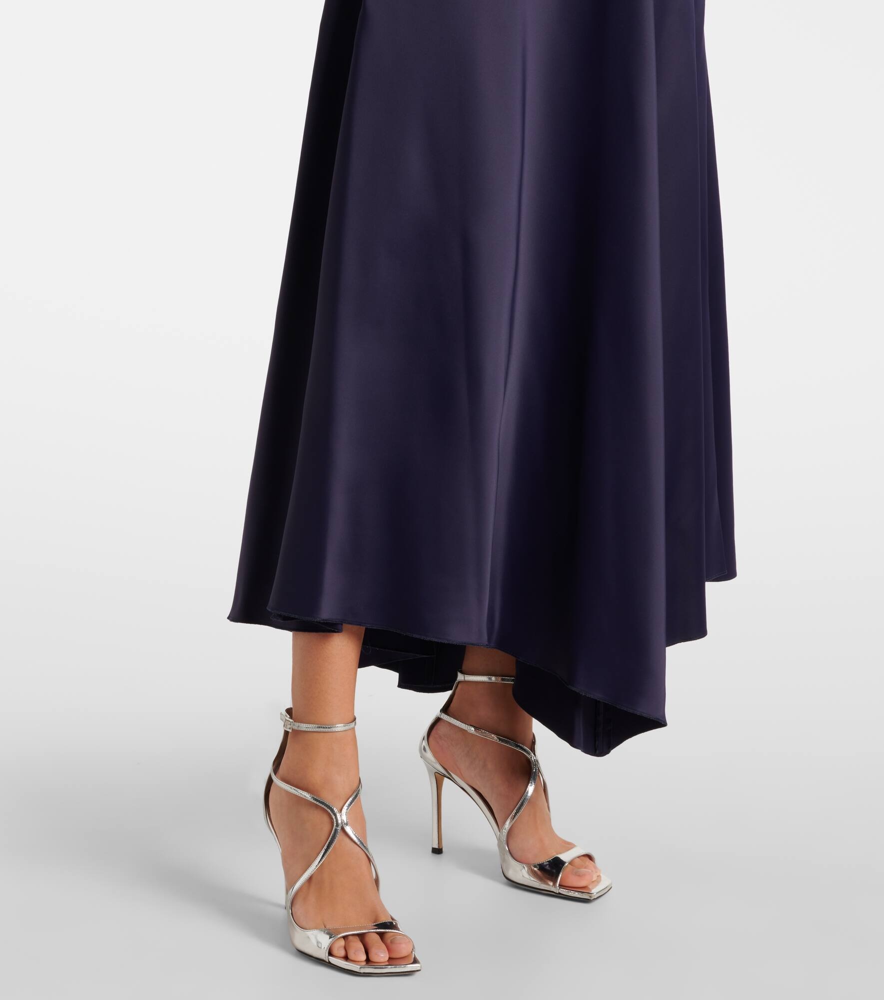 Gathered satin maxi dress - 5