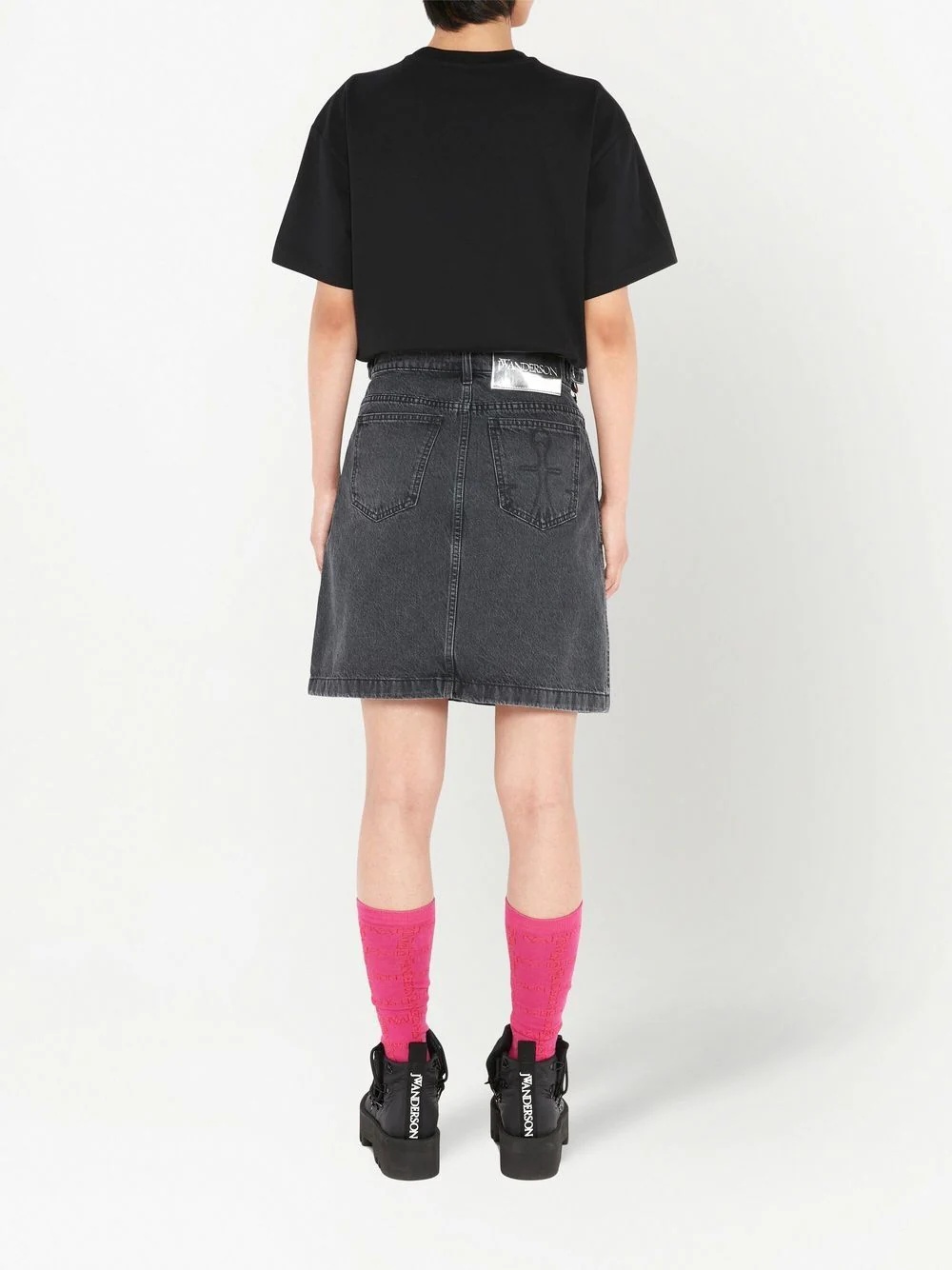 chain link detail denim skirt - 4