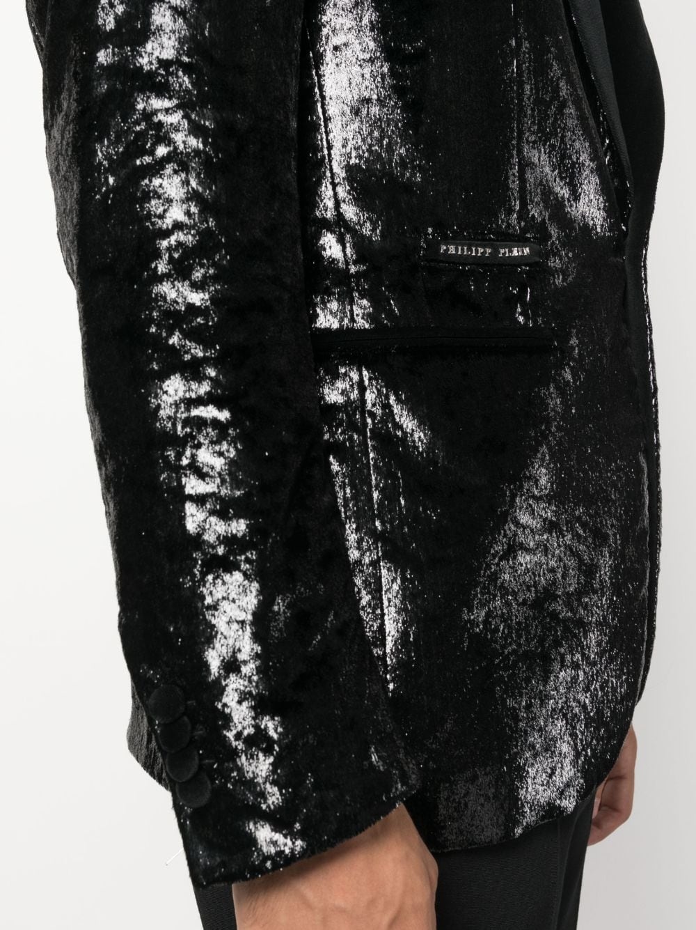 metallic-effect single-breasted blazer - 5