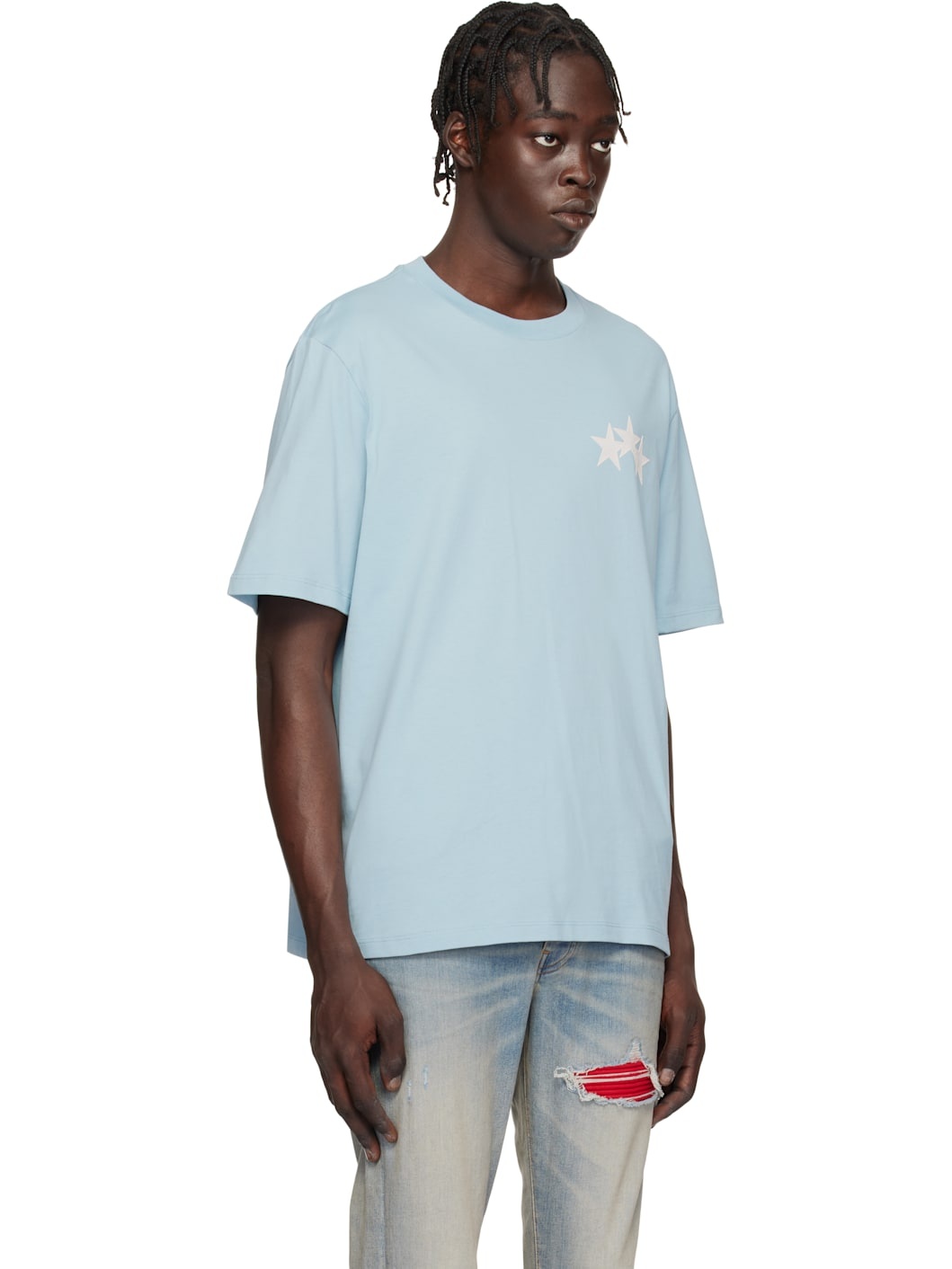 【この夏ほしい！】AMIRI ブルー Three Star Tシャツ AMIRI Three Star T-shirt | Blue | FARFETCH