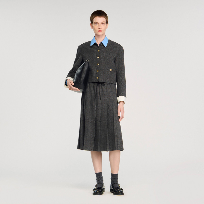 Sandro MIDI PLEATED RHINESTONE SKIRT outlook