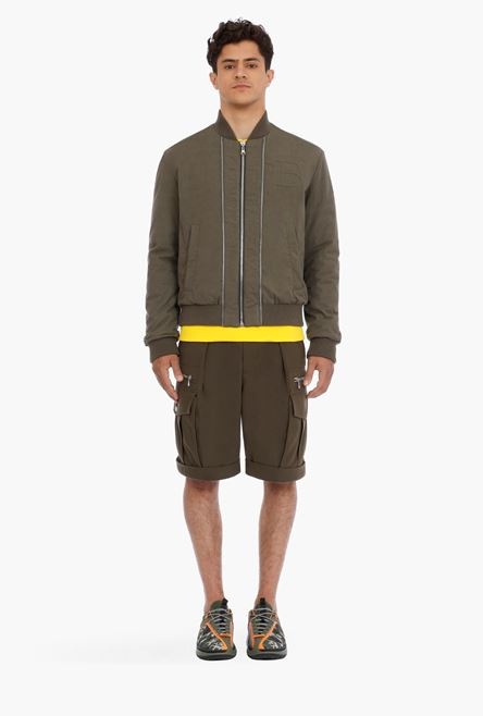 Reversible khaki cotton bomber jacket - 4
