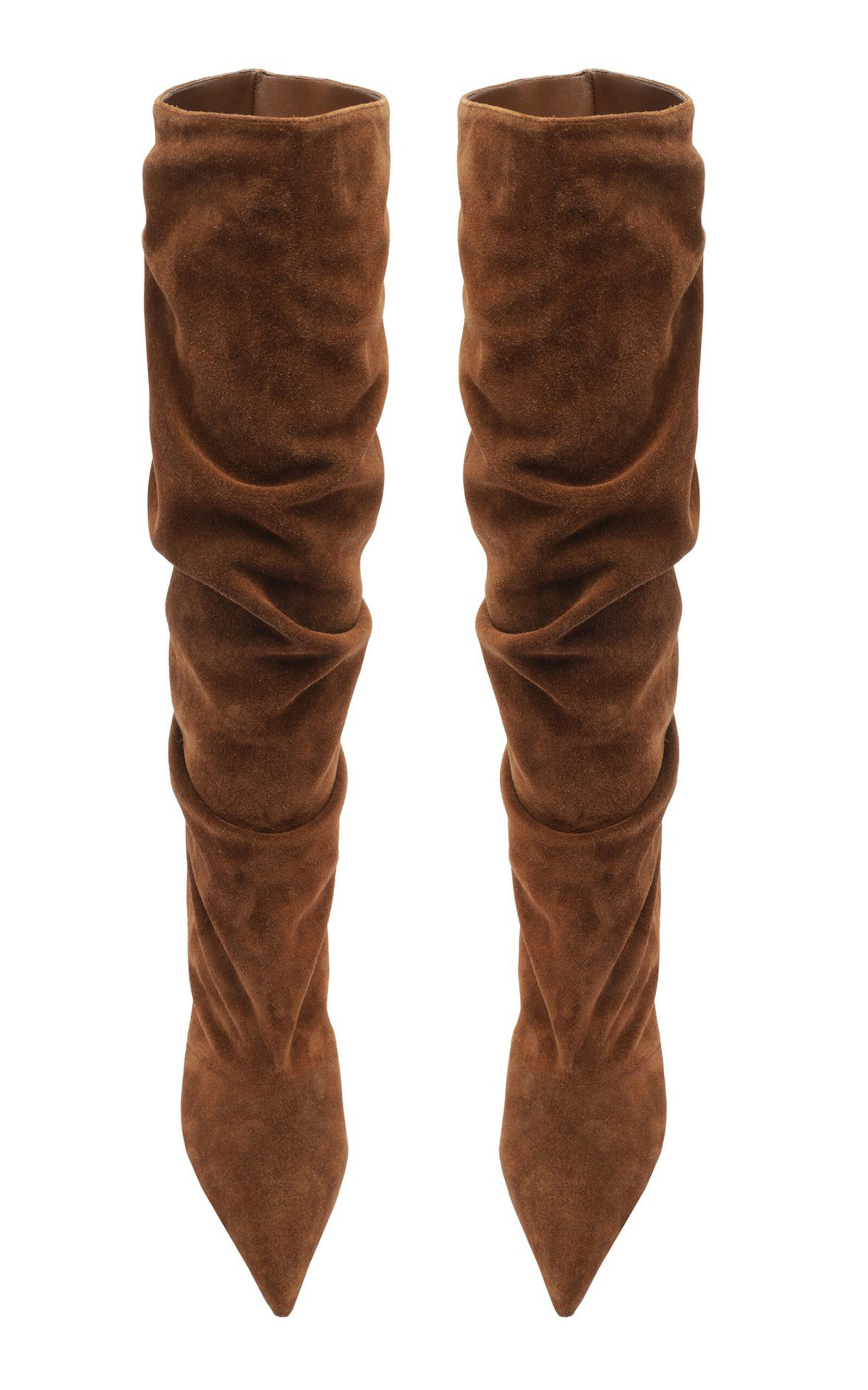 Tati Scrunched Suede Knee Boots brown - 7