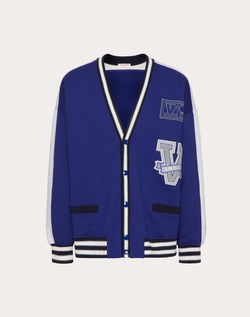 COTTON CARDIGAN WITH VALENTINO AND V CREW PATCHES 1